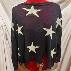 Women’s Distressed lightweight Navy sweater with stars